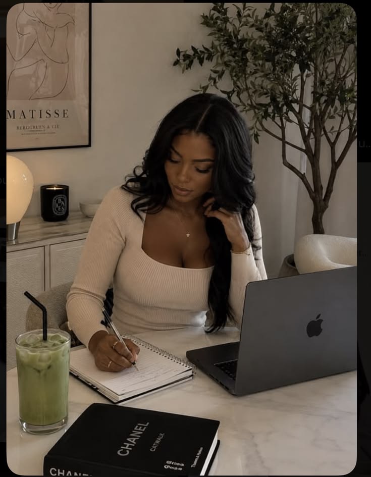Woman with long-lasting wig install at work — sweat-resistant lace glue by The DayB Experience